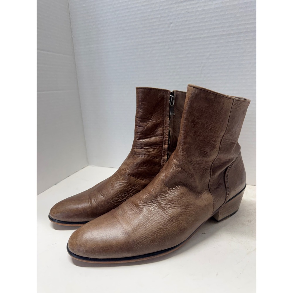 People Versus Custom Collection 2007 Brown Leather Side Zip Ankle Boots 40.5 7.5